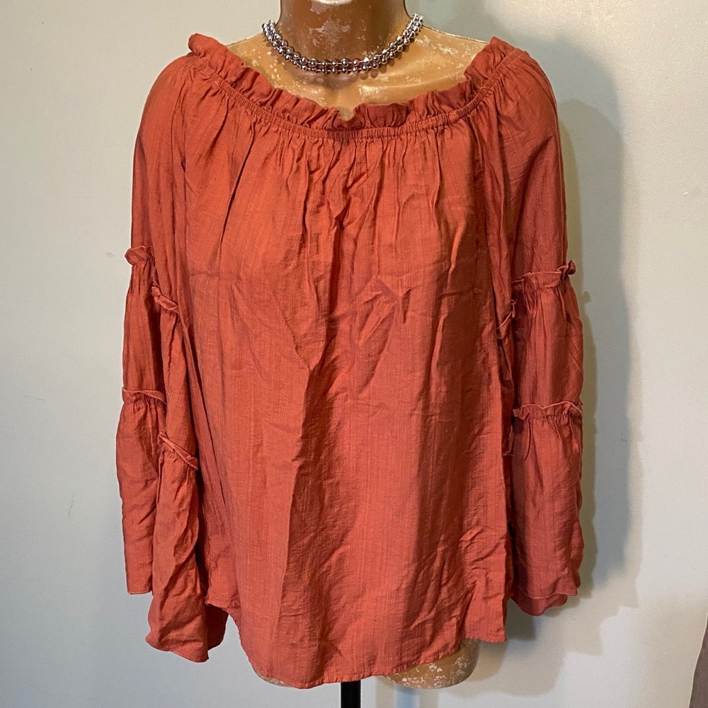 Source Unknown Terracotta Off-Shoulder Blouse